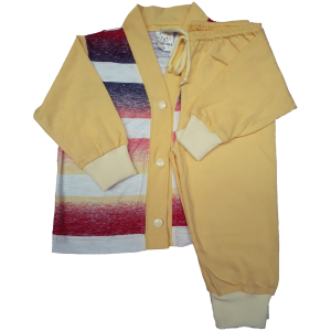 0275 Pijama Listrado com Calça Amarela M